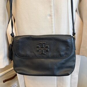 Tory Burch Black Pebbled Leather Crossbody Bag